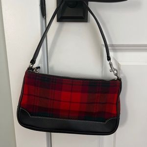 Red plaid coach mini purse